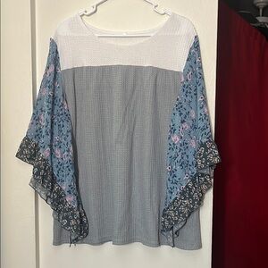 Gray Asymmetrical Relaxed Blouse
